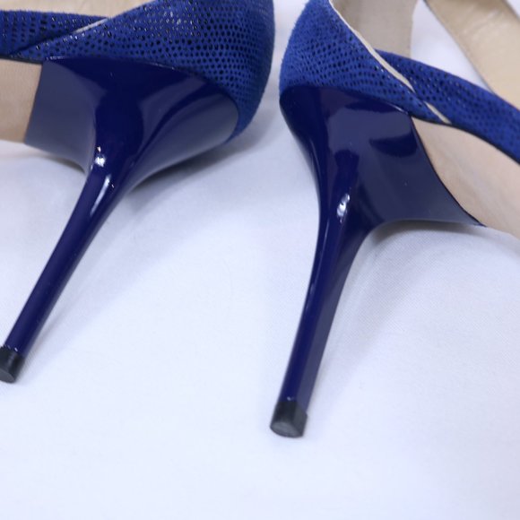 Jimmy Choo Louise Blue Glitter Crisscross Sandal - Picture 4 of 8